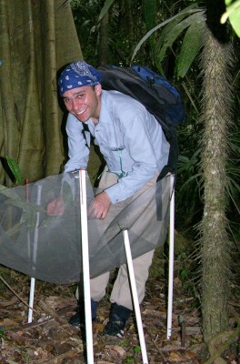 Robi checing a seedtrap in Belize