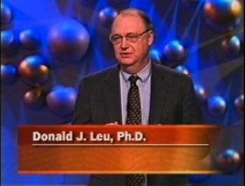 Donald Leu presenting a talk on a video